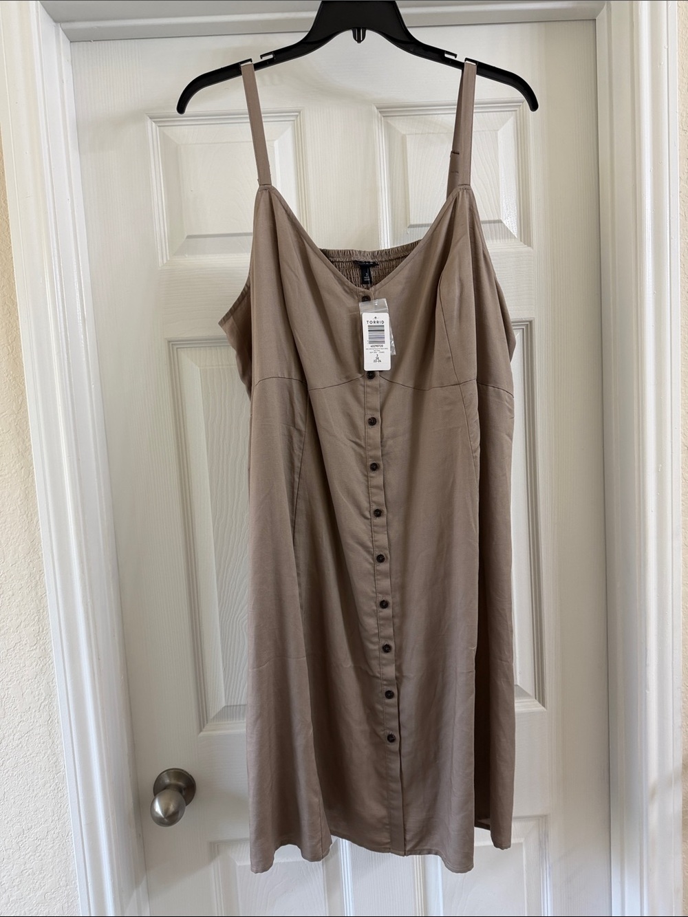 Torrid Natural Beige Mini Linen Button-Up Dress - Picture 1 of 3